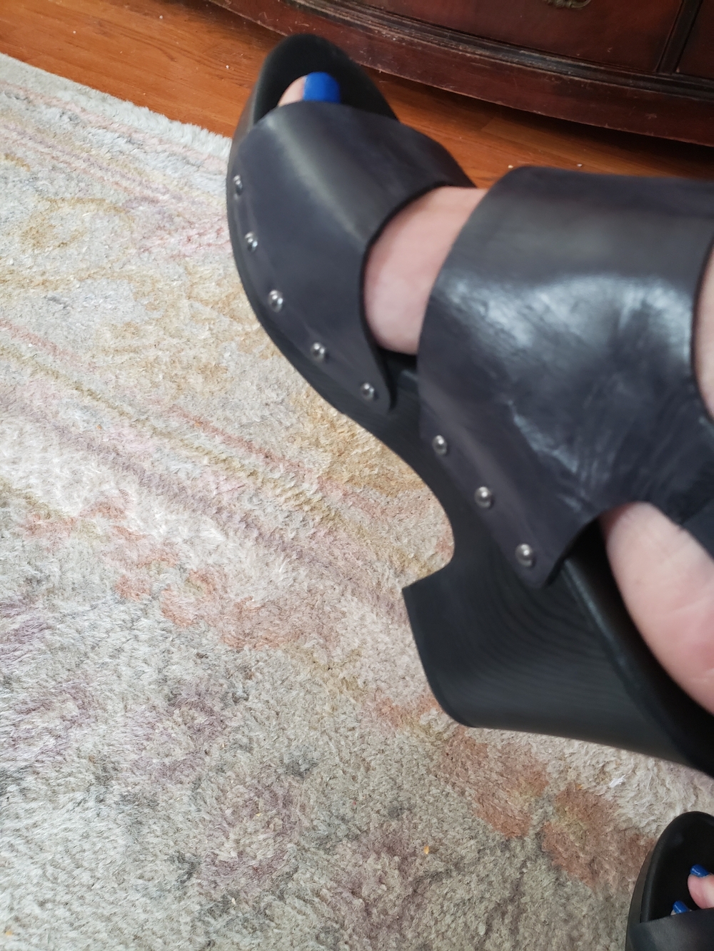 Kork-Ease Black Studded Leather Platform Clogs